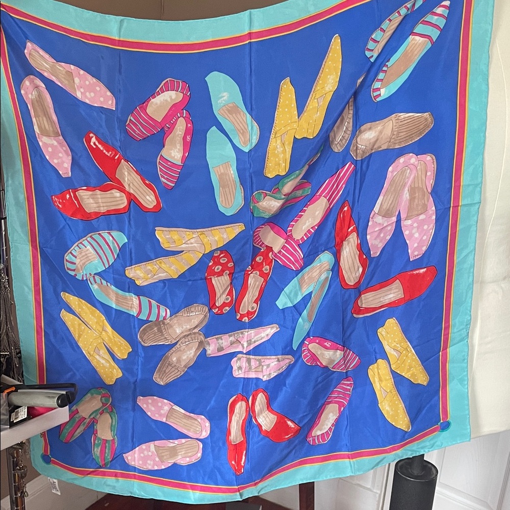 Echo Silk Scarf  of shoes in Turquoise, Cobalt, Pink and Yellow